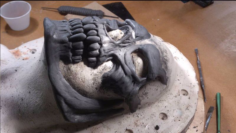 skull mask clay sculpture bowsie workshop